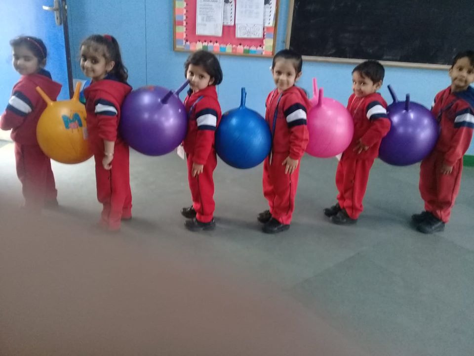 The ball balancing activity was organised for Nursery students at GBN Sr Sec School