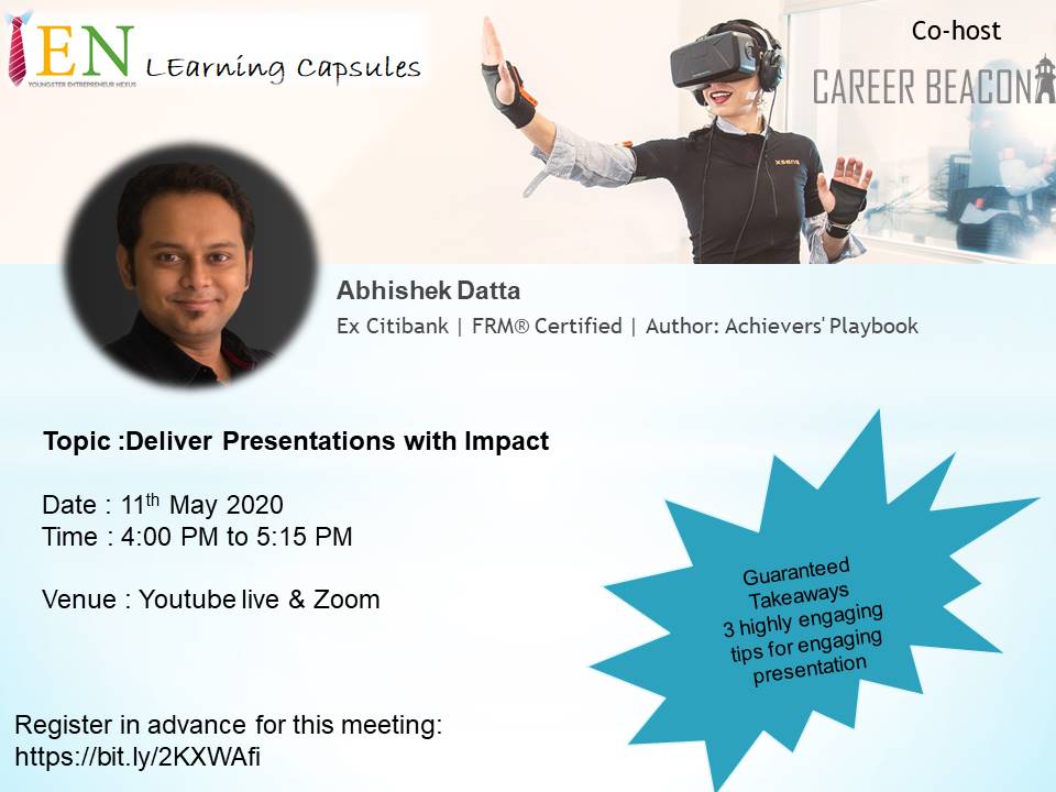 Abhishek Datta delivers 4th Day YEN Learning Capsule – How to deliver a killer presentation