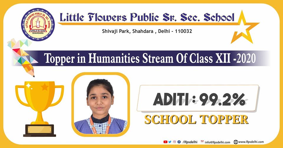 Aditi has set the bar very high for the coming batch by scoring 99.2% marks in 𝗖𝗕𝗦𝗘 class XII examination-2020