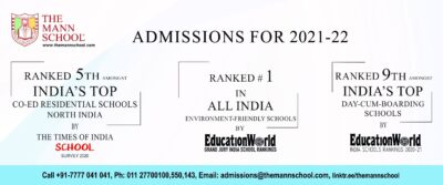 Admissions Open for the session 2021-22 in India's Top Day-Cum-Boarding School, The Mann School