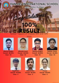 Outstanding CBSE exam 2023 results of Ramjas International School RK Puram New Delhi