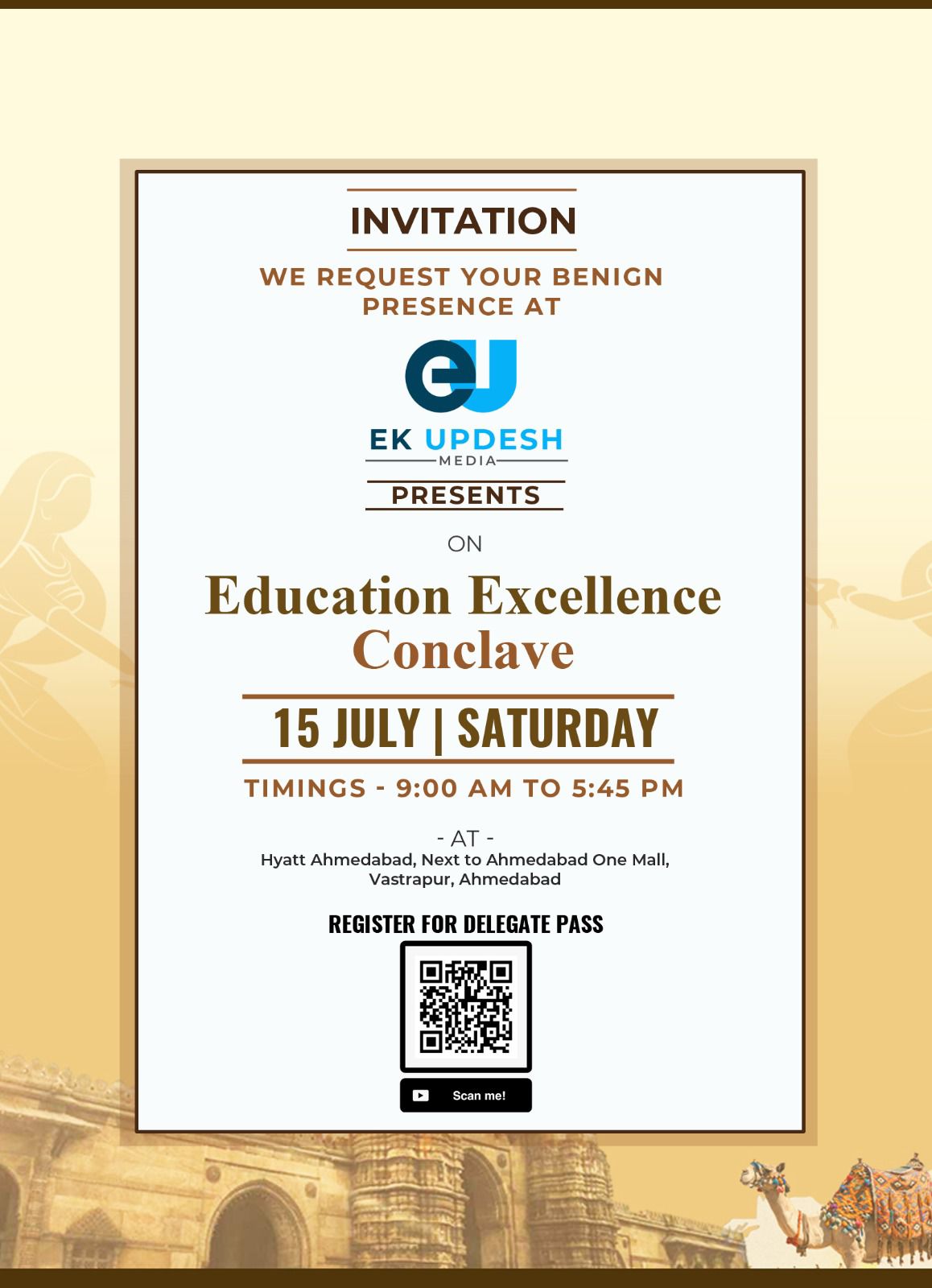 Witness the Biggest Education Conclave at Ahmedabad, Register yourself as Delegate : Education Excellence Conclave Organised by EU Media