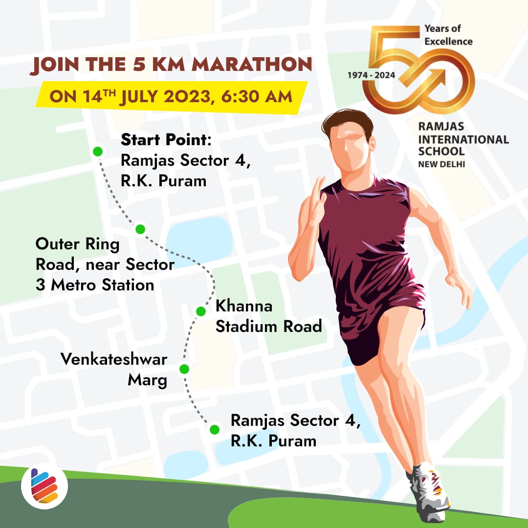 Ramjas International School, New Delhi is thrilled to announce its upcoming 5-kilometer marathon, set to take place on July 14, 2023