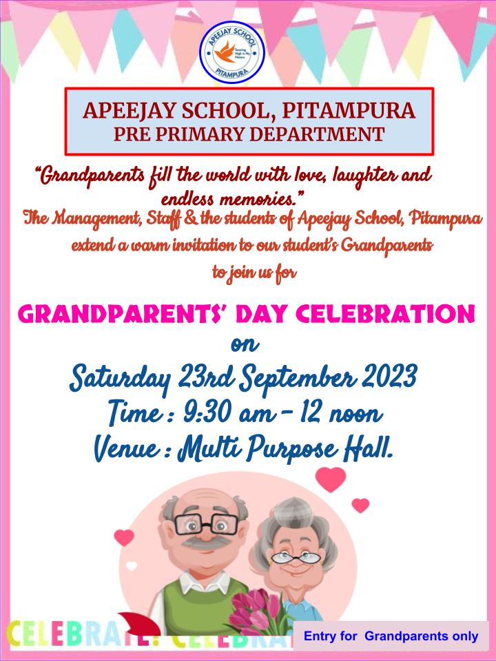 “Apeejay School, Pitampura Welcomes You to Grandparents Day Celebration!”