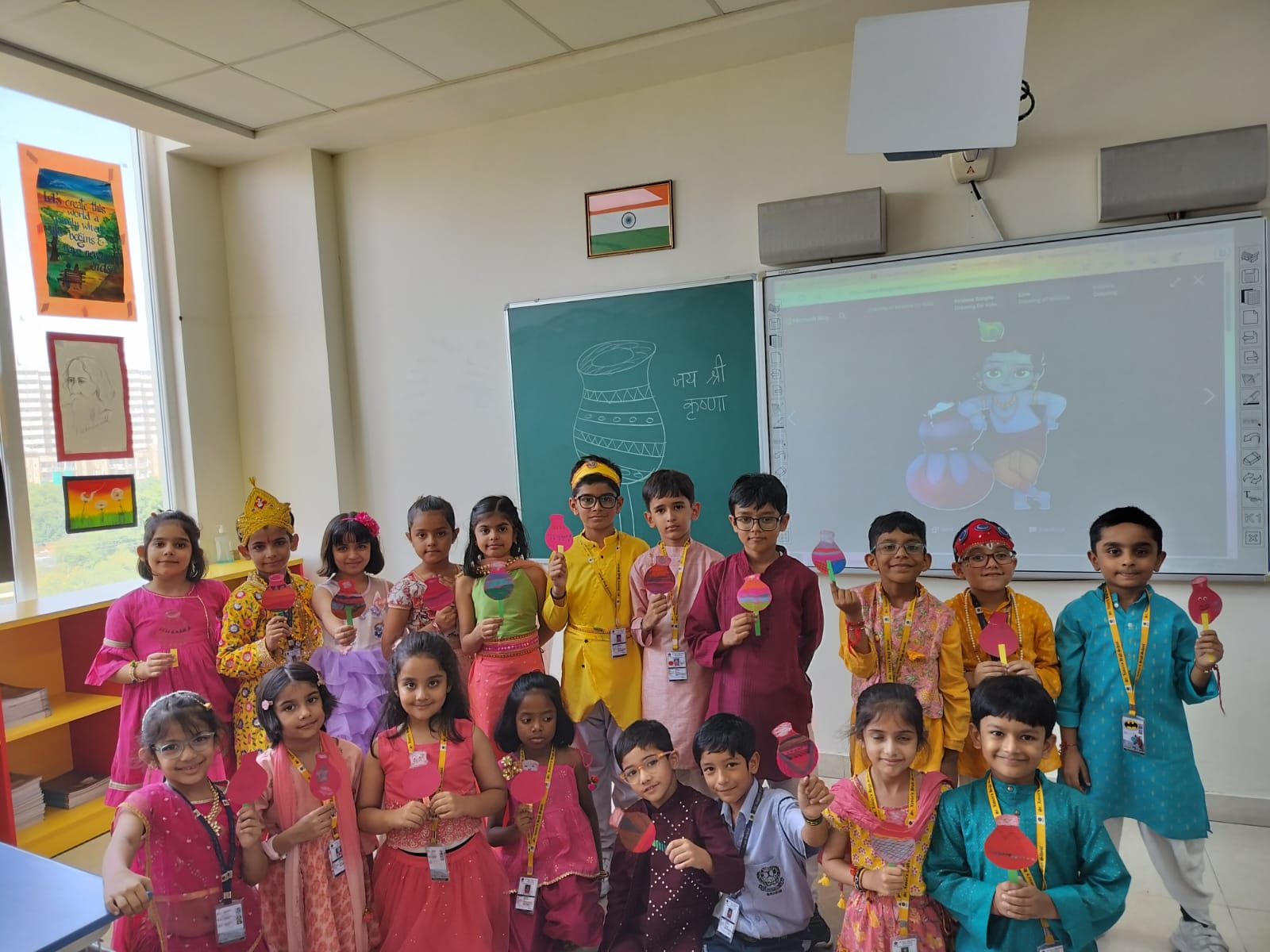 “St. Xavier’s High School Sec-81: Little Krishnas and Radhas Create Magic in Janmashtami Celebration!”